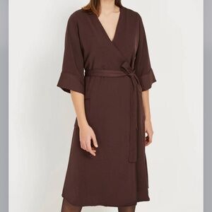 Frank & oak brown wrap dress